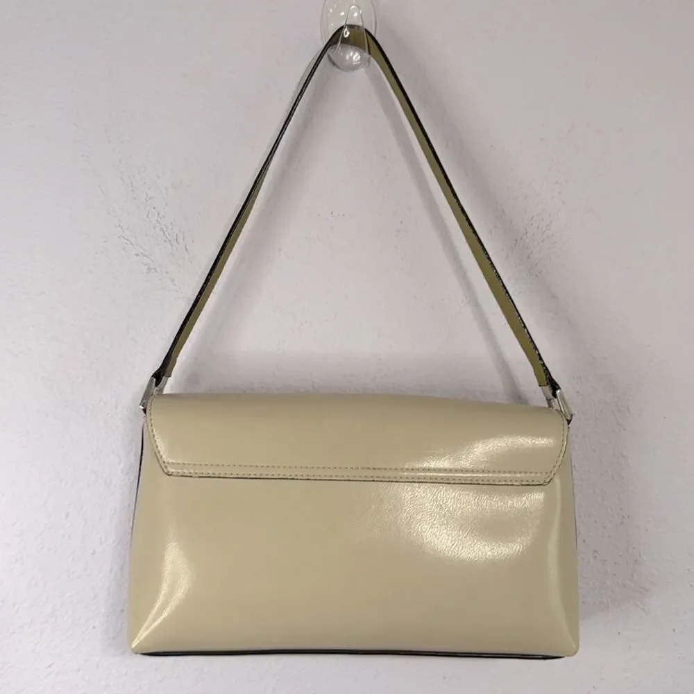 Mondani New York Women Y2K Style Cream Simulated Leather Shoulder Bag